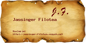 Jassinger Filotea névjegykártya